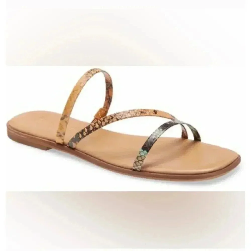 Madewell Women's The Lyra Sandal Size 10 Strappy Slide Snake Multicolor Flat